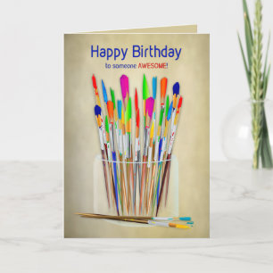Carte Anniversaire Créatif Unique Artiste Pinceaux