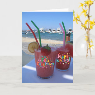 Carte Anniversaire/Cumpleaños Strawberry Daiquiris - car
