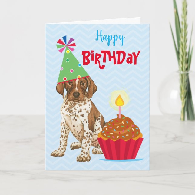 Carte Anniversaire Cupcake Allemand Pointeur à cheveux c (Devant)