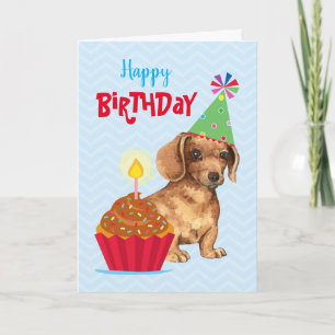Carte Anniversaire Cupcake Dachshund
