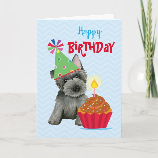 Carte Anniversaire Cupcake Scottish Terrier (Devant)