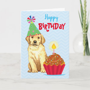 Carte Anniversaire Cupcake Yellow Lab