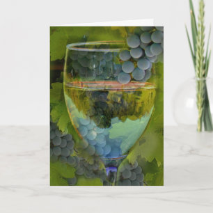 Carte Anniversaire d'acclamations de vin et de raisin