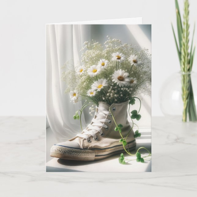 Carte Anniversaire Daisy Bouquet Dans un Basket (Devant)