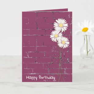 Carte Anniversaire Daisy Bouquet sur brique