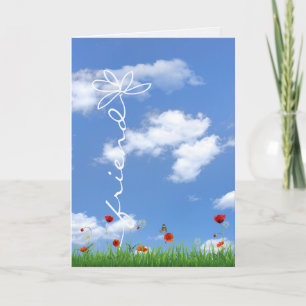 Carte anniversaire d'ami avec nuage et fleurs