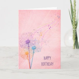 Carte Anniversaire Dandelion Graines Et Musique Notes