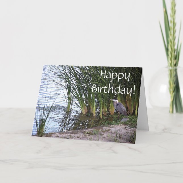 Carte Anniversaire d'animal de faune d'oiseau de héron (Devant)