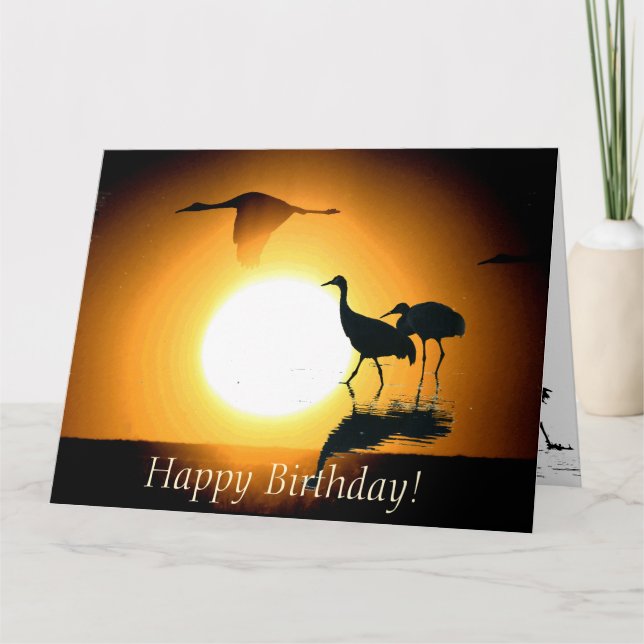 Carte Anniversaire d'animaux de faune d'oiseaux de grue (Devant)
