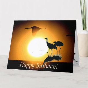 Carte Anniversaire d'animaux de faune d'oiseaux de grue