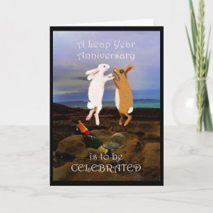 Carte Anniversaire d'année bissextile, deux lapins