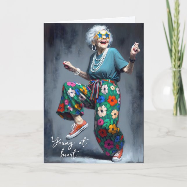 Carte Anniversaire Danser Vielle Dame (Devant)