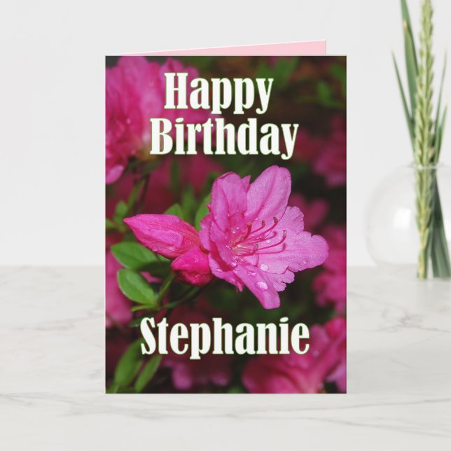 Carte Anniversaire d'azalée rose de Stephanie joyeux (Devant)