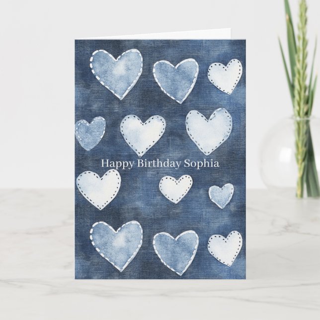 Carte Anniversaire de Blue Hearts (Devant)