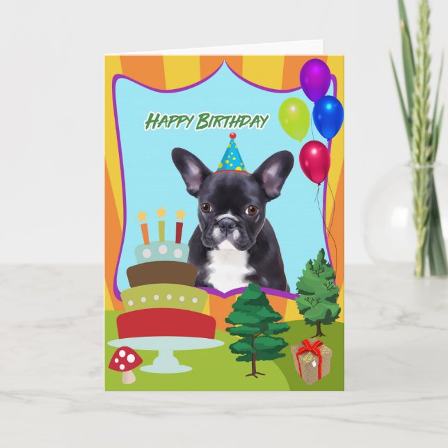 Carte Anniversaire de bouledogue français (Devant)