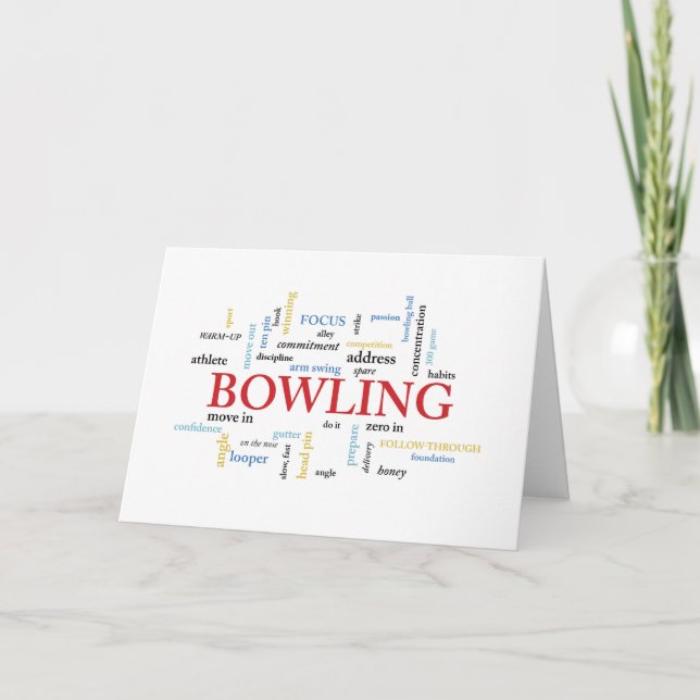Carte Anniversaire de bowling avec des mots (Devant)