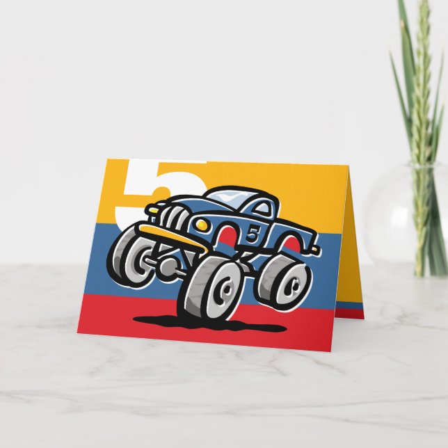 Carte Anniversaire de camion de monstre 5ème (Devant)