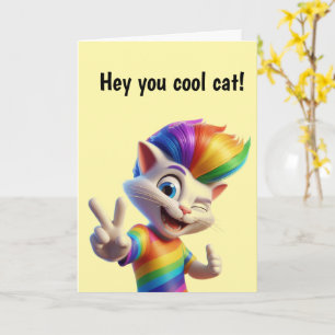 Carte Anniversaire de chat arc-en-ciel cool