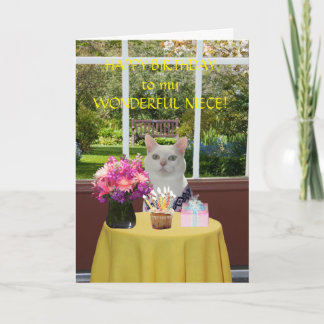 Carte Anniversaire de chat femelle joli personnalisable
