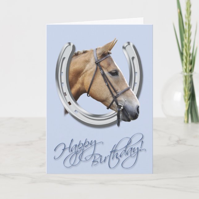 Carte Anniversaire de cheval et de fer à cheval (Devant)