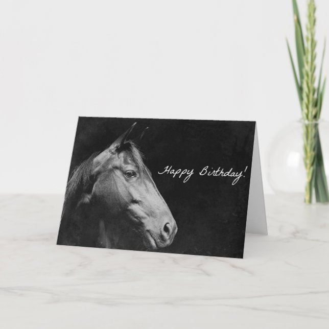 Carte Anniversaire de Cheval Noir Grunge (Devant)