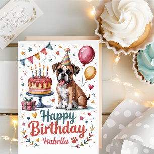 Carte Anniversaire de chien de boîte mignonne personnali