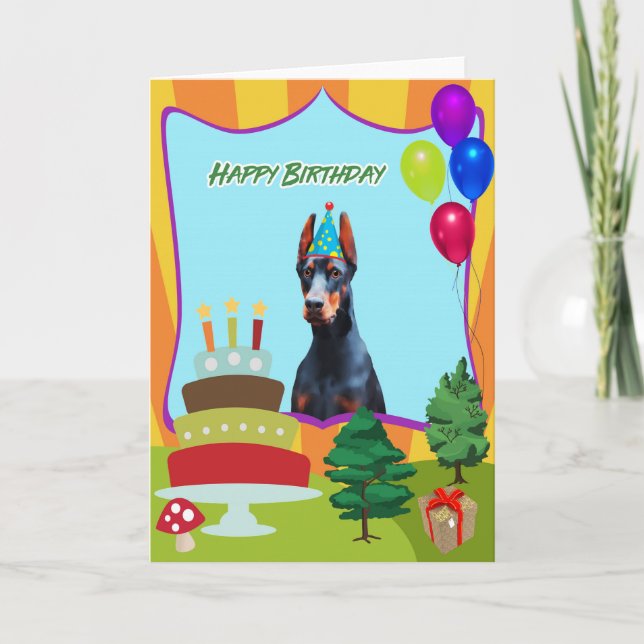 Carte Anniversaire de chien de dobermann (Devant)