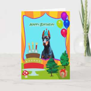 Carte Anniversaire de chien de dobermann