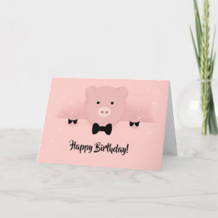 Carte Anniversaire de Cochon Rose Fantaisiste