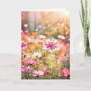 Carte Anniversaire de Cosmos Rose d'été