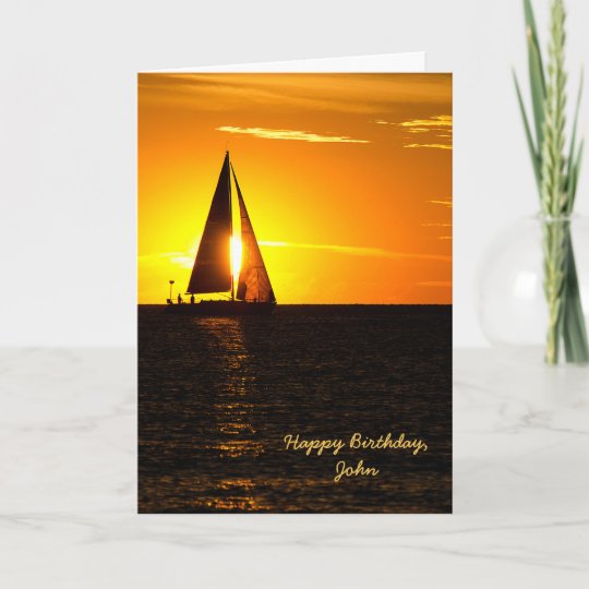 Carte Anniversaire De Coucher Du Soleil De Voilier Zazzle Ca