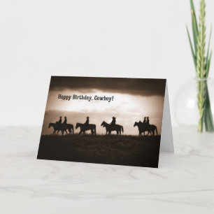 Carte Anniversaire de Cowboy Sepia Toned Western Ride