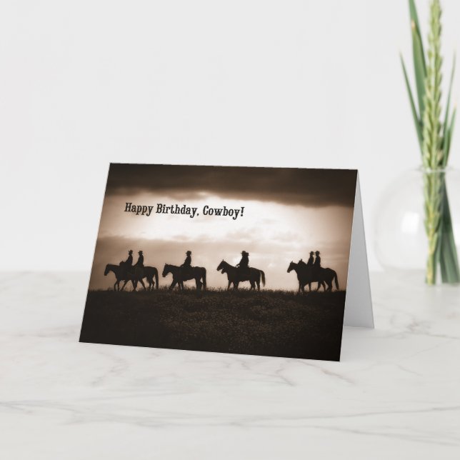Carte Anniversaire de Cowboy Sepia Toned Western Ride (Devant)