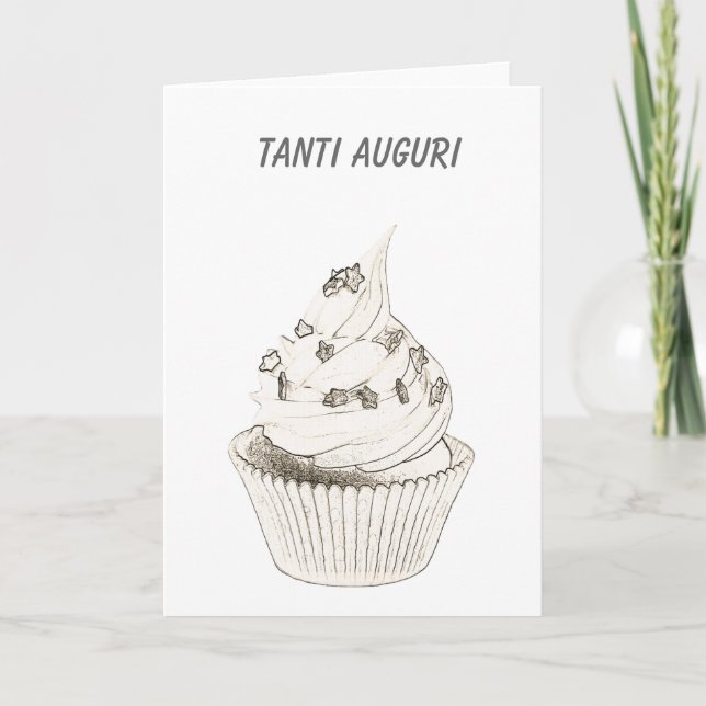 Carte Anniversaire de Cupcake italien / Tanti Auguri (Devant)