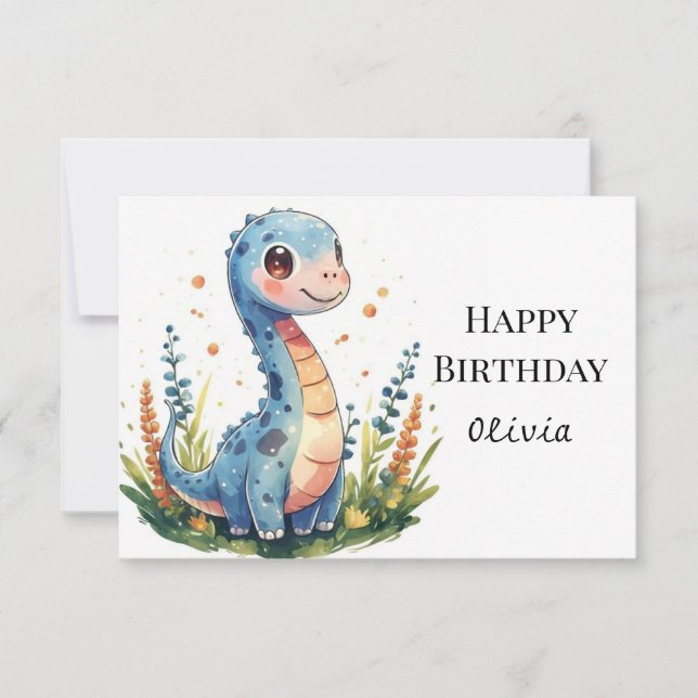 Carte Anniversaire de dinosaures Imprimable Whimsical (Devant)