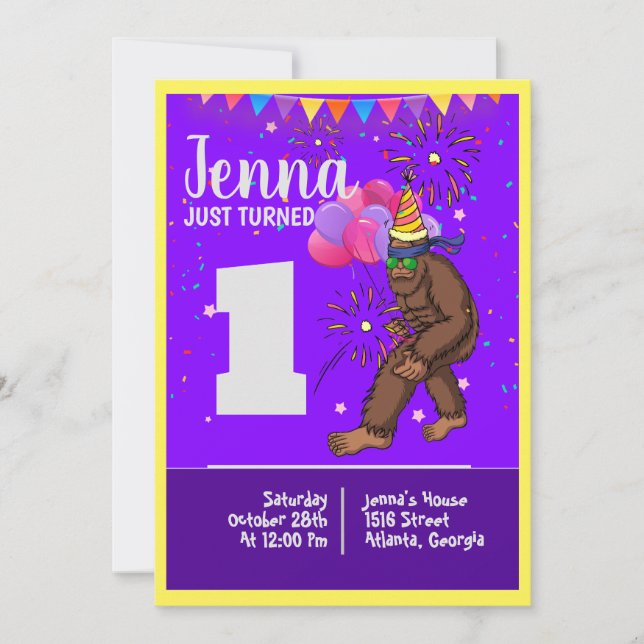 Carte anniversaire de enfant Bigfoot mignonne pers (Devant)