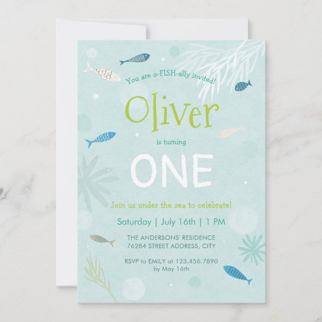 Carte Anniversaire de enfant Blue Fish (Devant)