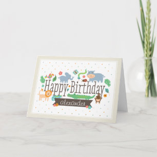 Carte Anniversaire de enfant dans la jungle