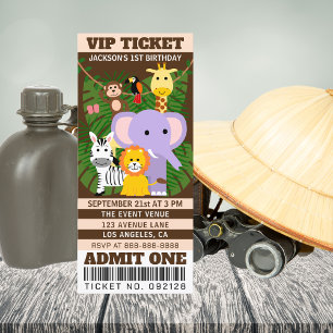 Carte Anniversaire de enfant de billet VIP Jungle Safari