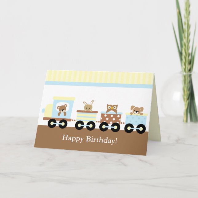 Carte Anniversaire de enfant du train de jouets (Devant)