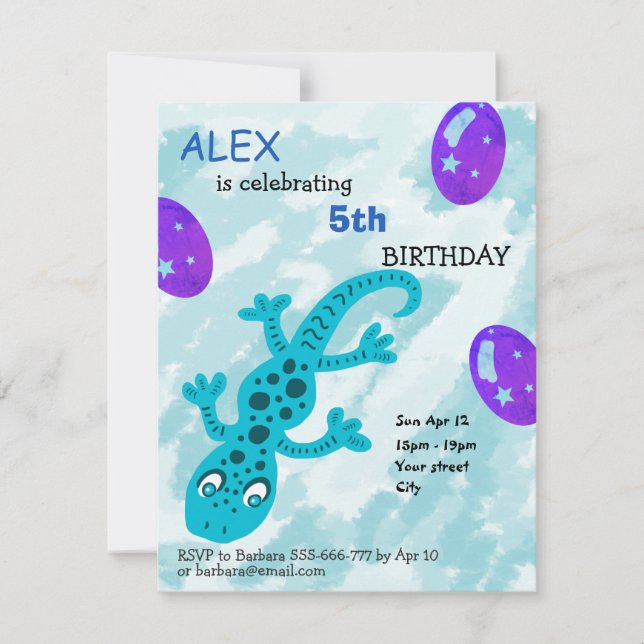Carte Anniversaire de enfant Gecko Lizard (Devant)