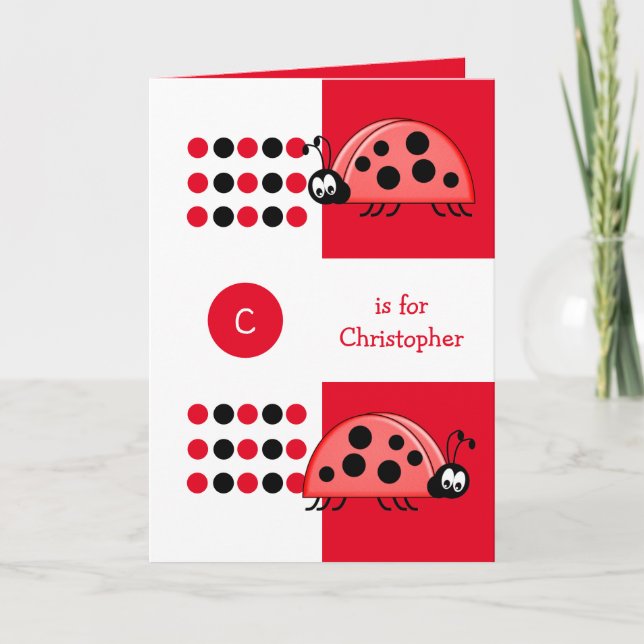 Carte Anniversaire de enfant noir rouge mignon (Devant)