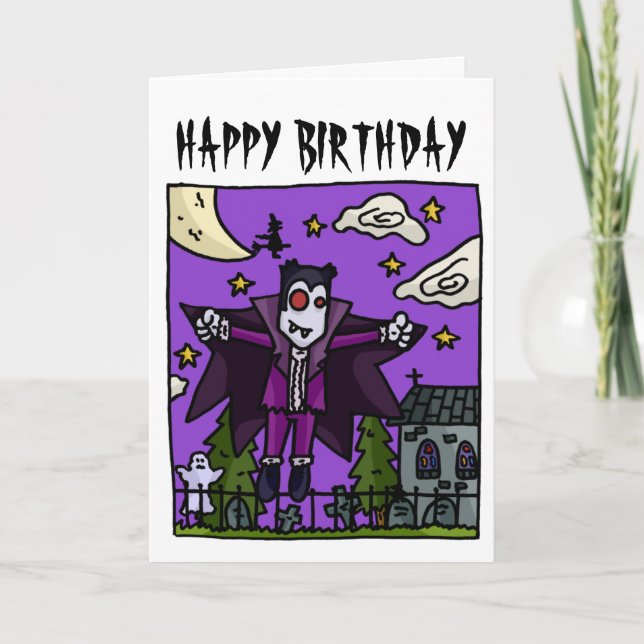 Carte Anniversaire de enfant Vampire (Devant)