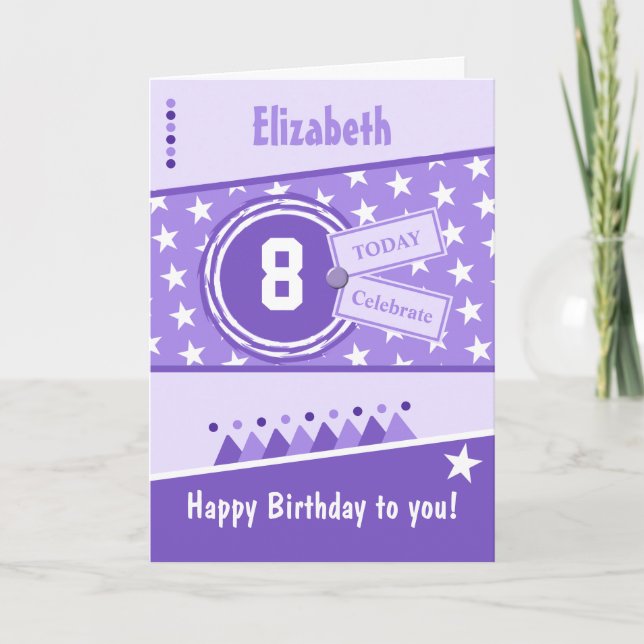 Carte Anniversaire de enfant violet lilas et blanc n'imp (Devant)