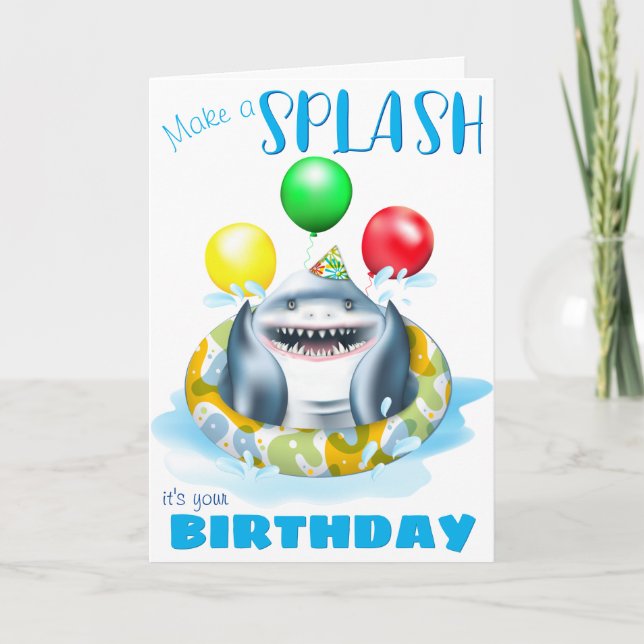 Carte Anniversaire de enfant Whimsical de requin (Devant)