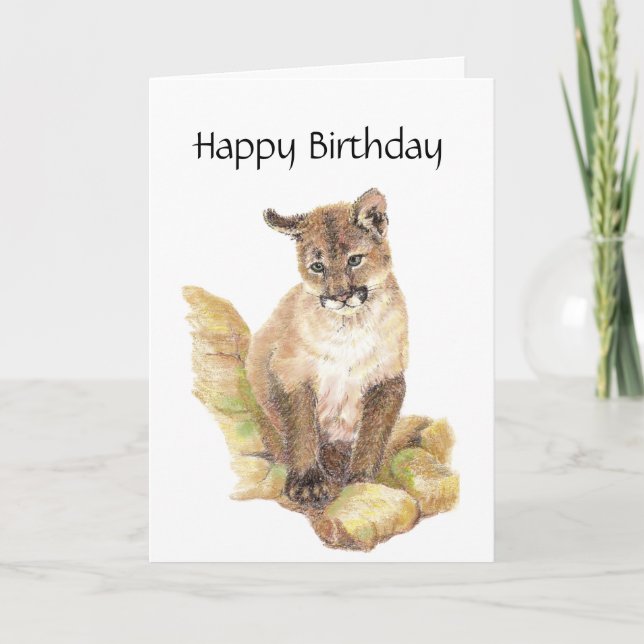 Carte Anniversaire de Fect de ronronnement, puma, puma, (Devant)