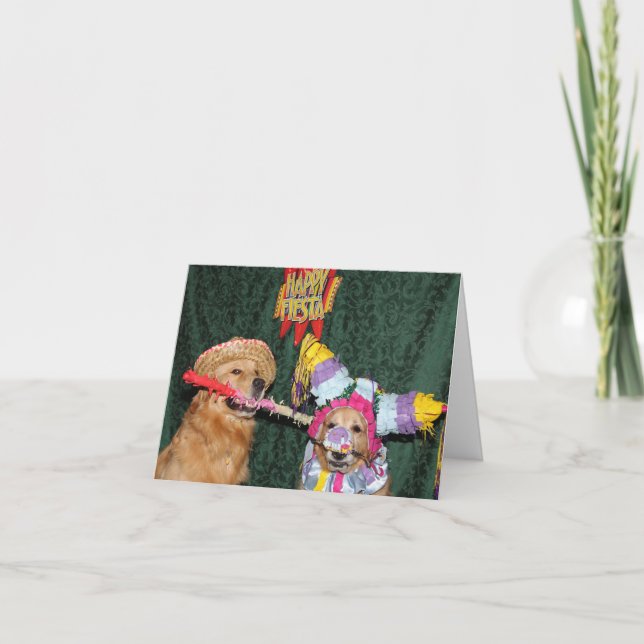 Carte Anniversaire de Feliz Cumpleaños Piñata de golden (Devant)