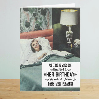 Carte Anniversaire de femme rétro drôle