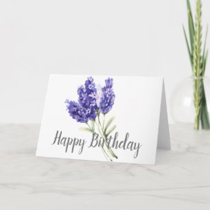 Carte Anniversaire de fleurs de lavande aquarelle