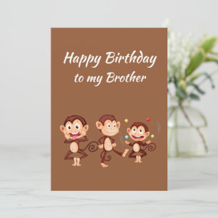 Carte Anniversaire de frère comme des singes merveilleux